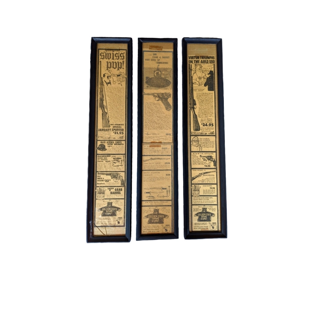 Vintage 3 Firearms Framed Advertisements